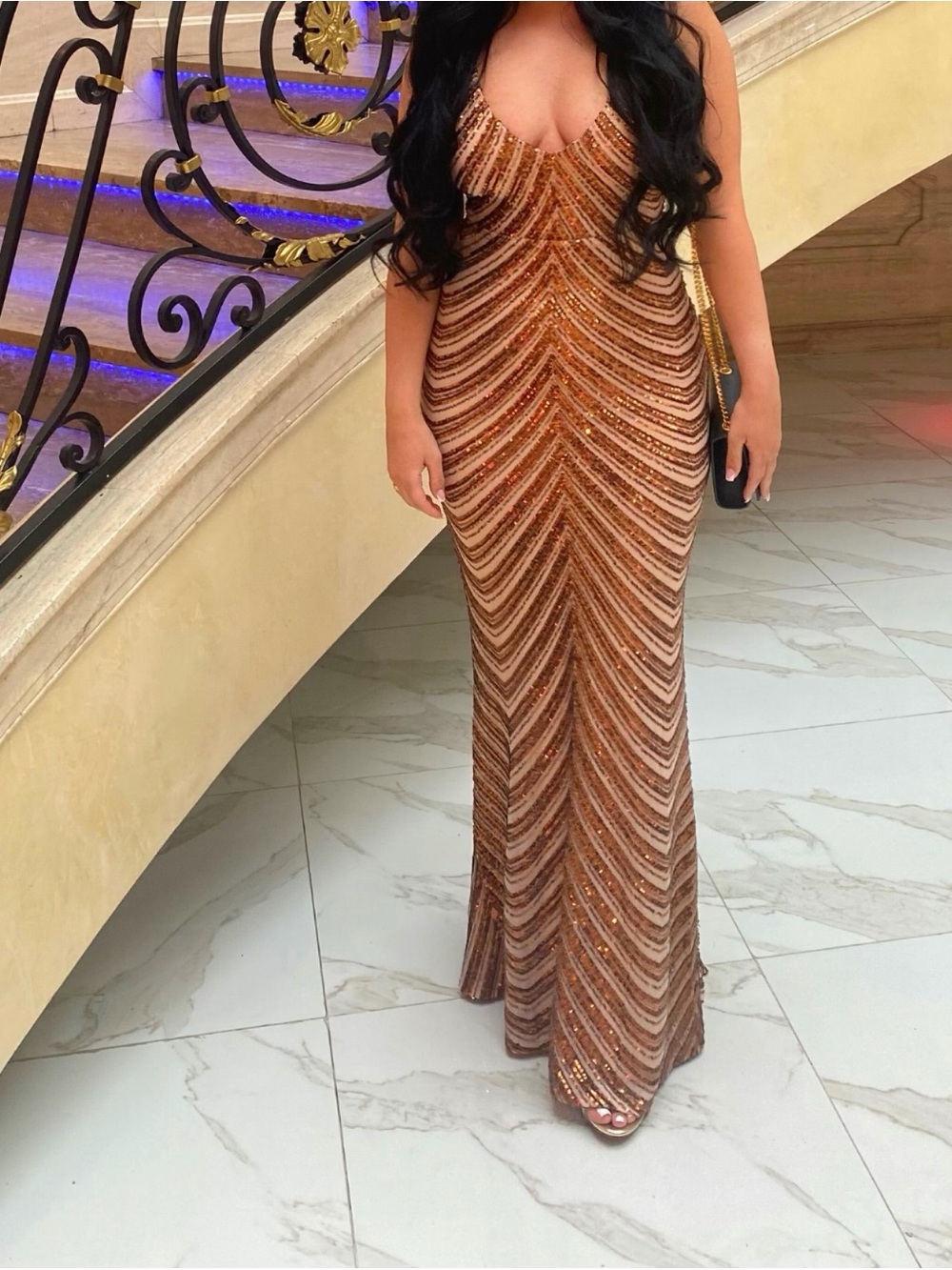 Alamour The Label Copper Sequin Maxi Dress